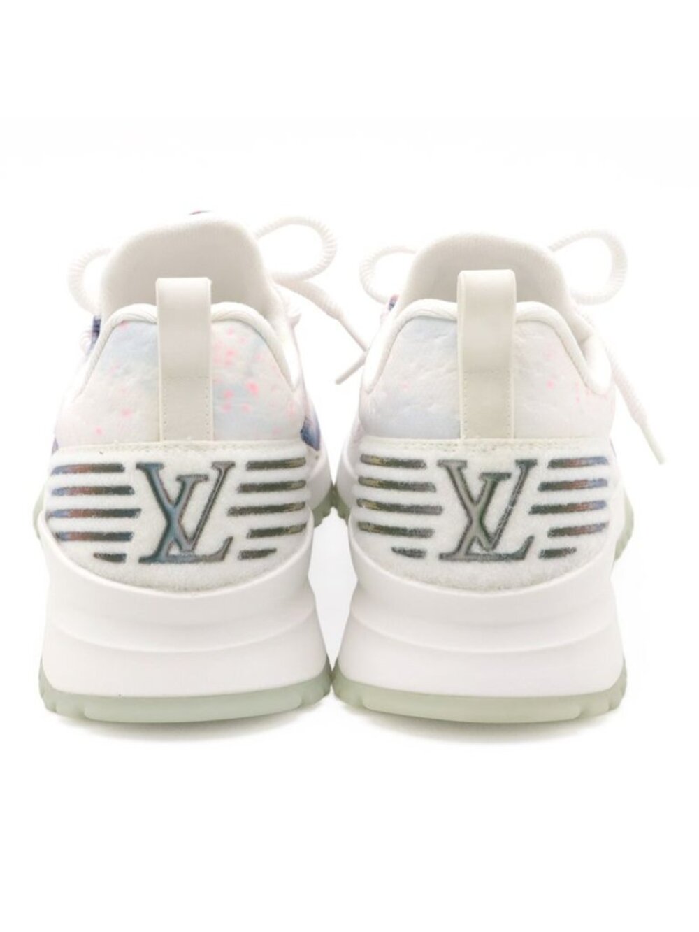 Louis Vuitton Vnr Line Sneakers Fabric White Blue Pink 7 1 2 Size - Picture 3 of 7